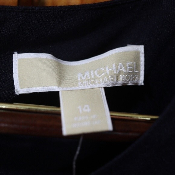 Michael Michael Kors Navy Blue Bodycon Dress Zip Detail Edgy Career NWT 14 - Picture 11 of 12